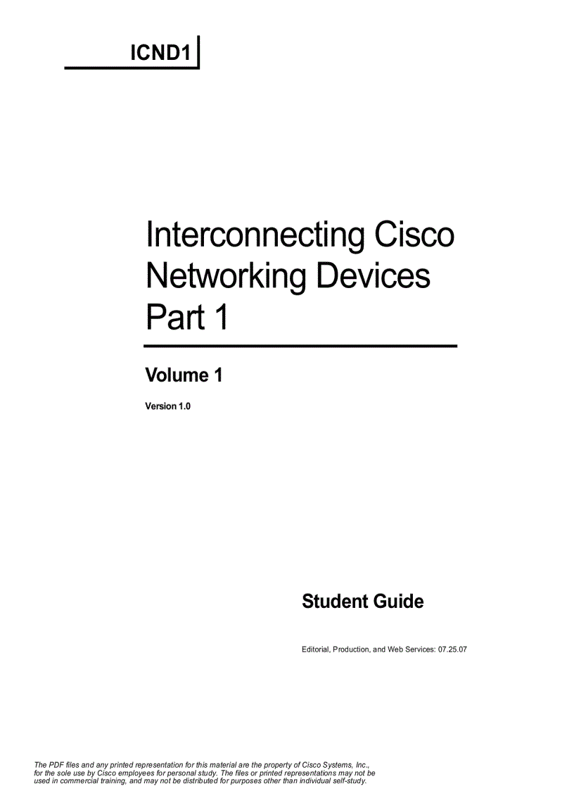 Interconnecting Cisco Networking Devices Volume 1