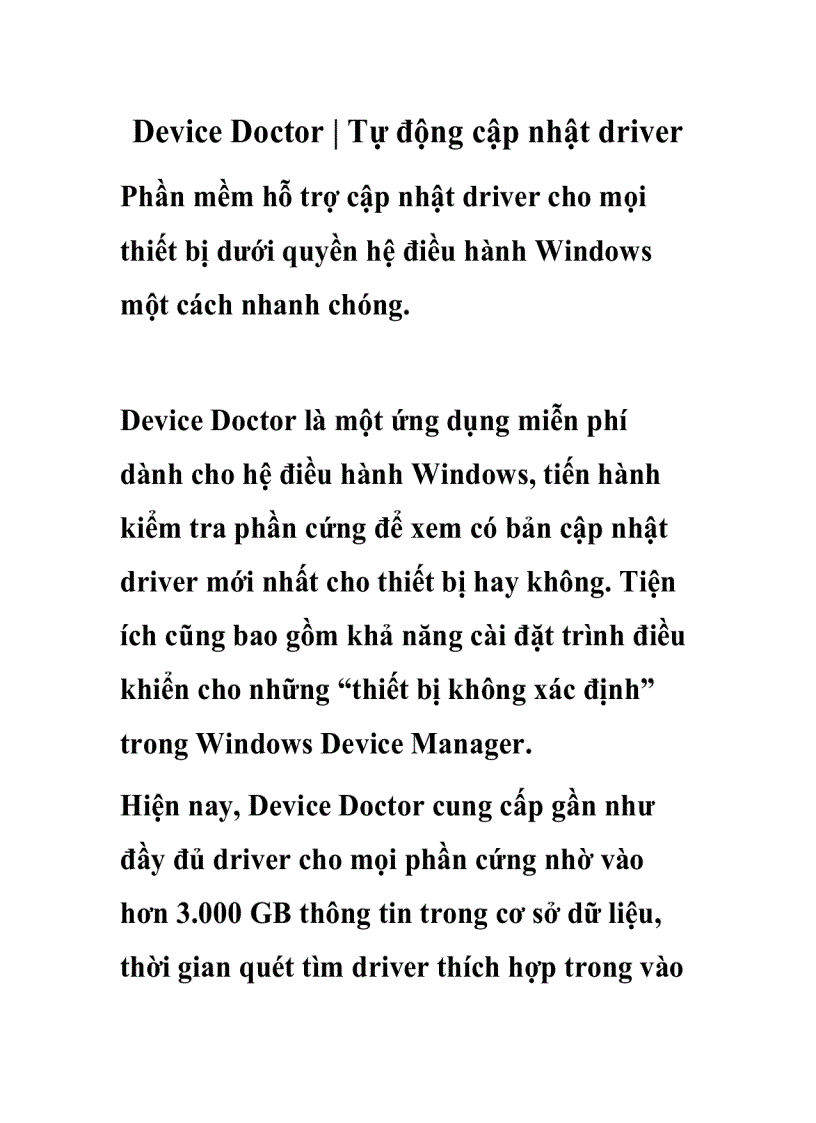 Device Doctor Tự động cập nhật driver