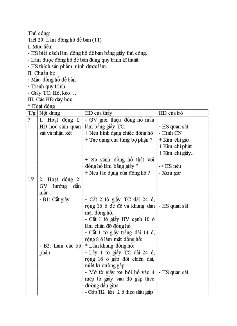 Thủ công Làm đồng hồ để bàn T1