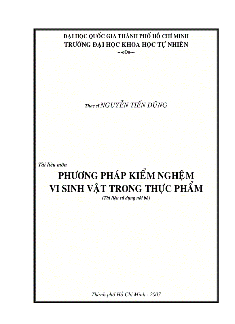 Giáo trình Phương pháp kiểm nghiệm VSV trong thực phẩm