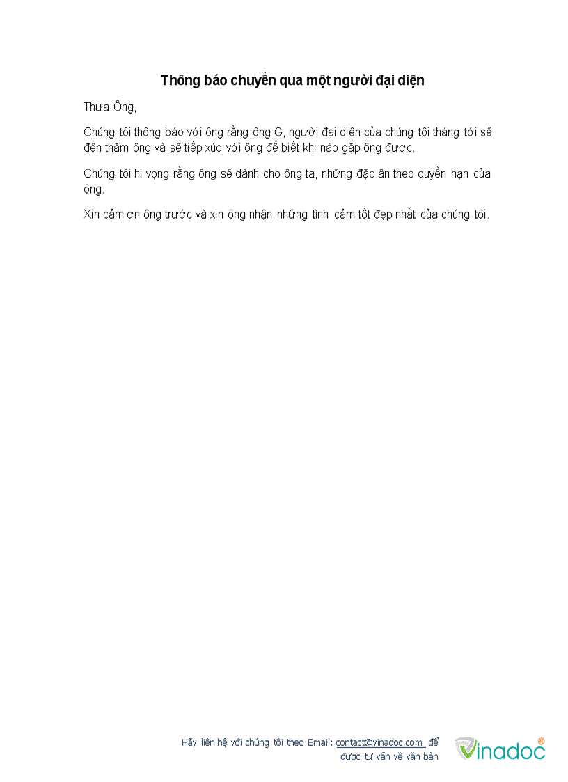 Thông báo về chiến dịch quảng cáo cho một thương gia