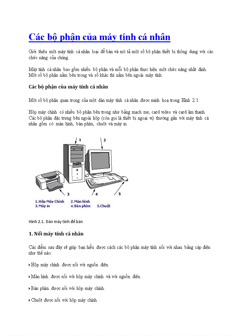 Các bộ phận của máy tính cá nhân