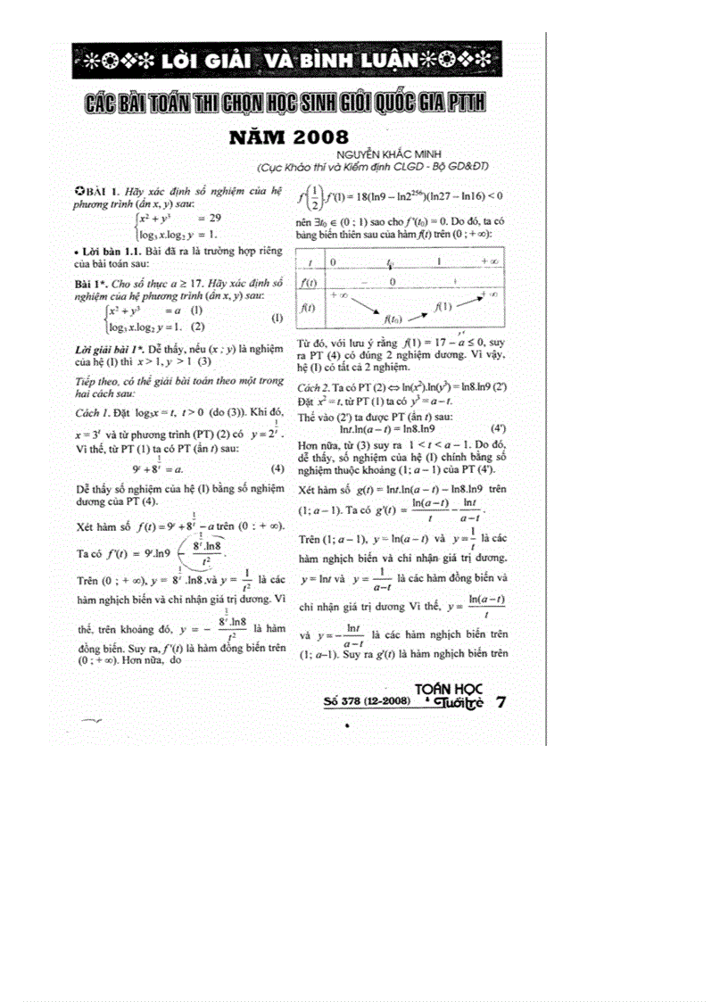 Đáp án đề thi HSG Toán 12 Bộ GD ĐT năm 2008