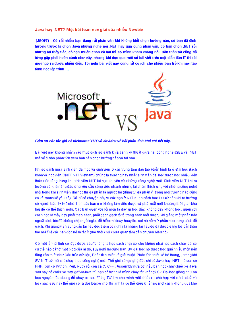 Java hay dotNET