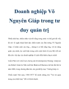 Doanh nghiệp Võ Nguyên Giáp trong tư duy quản trị