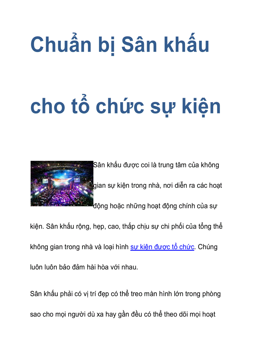 Chuẩn bị Sân khấu cho tổ chức sự kiện