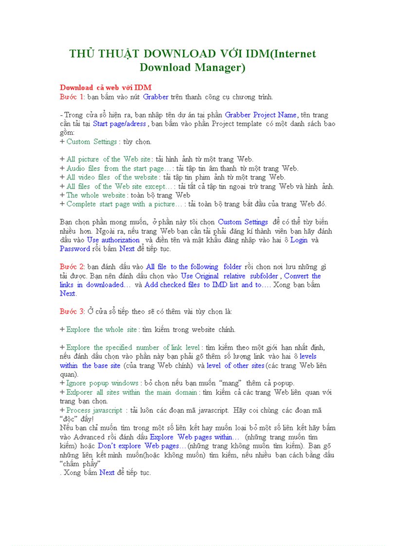 THỦ THUẬT DOWNLOAD VỚI IDM Internet Download Manager