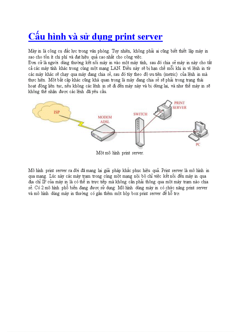 Cấu hình và sử dụng print server