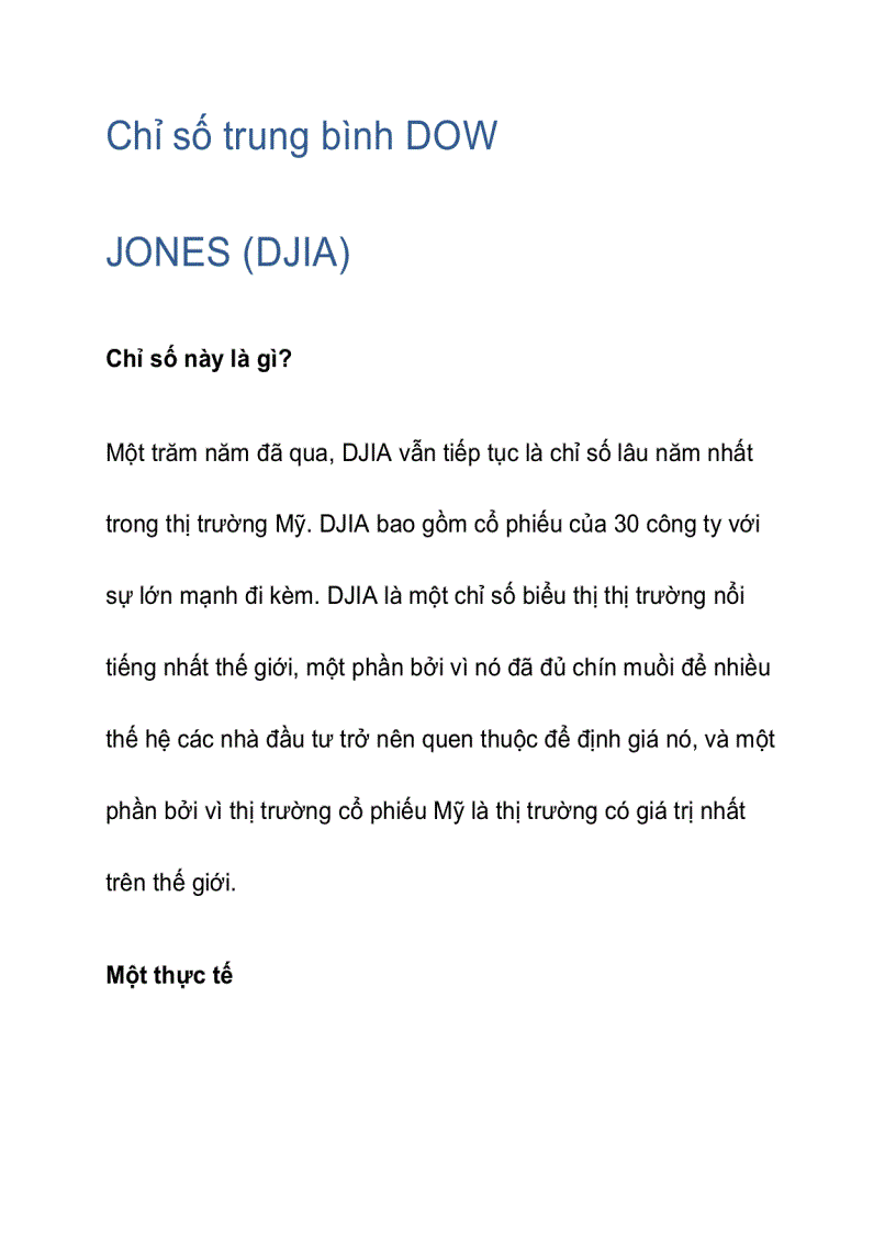 Chỉ số trung bình DOW JONES DJIA