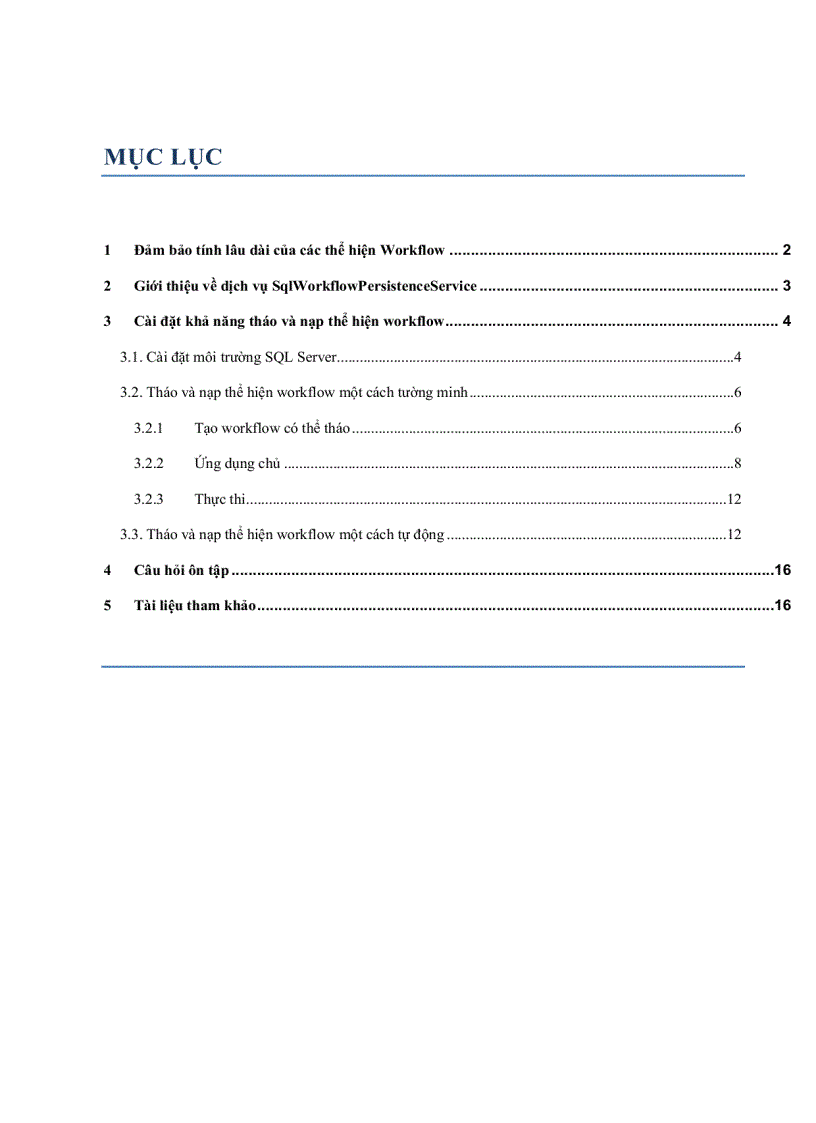 Tháo và nạp các thể hiện workflow