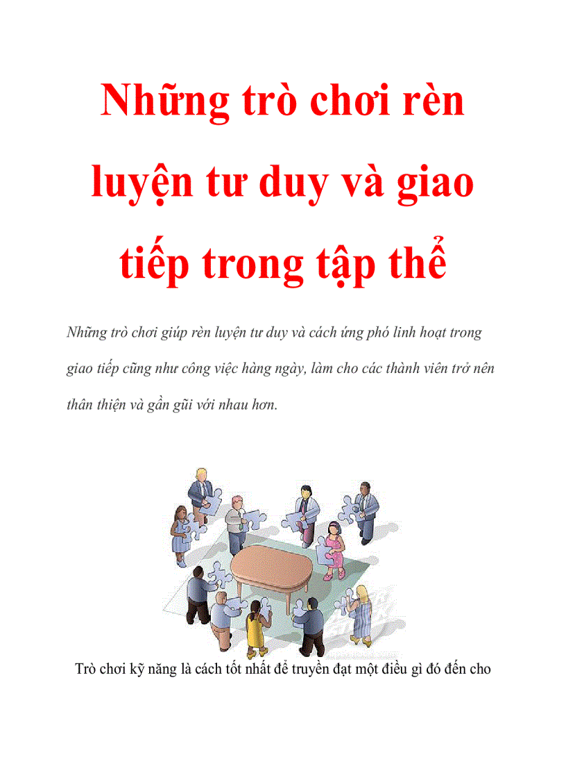 Những trò chơi rèn luyện tư duy và giao tiếp trong tập thể