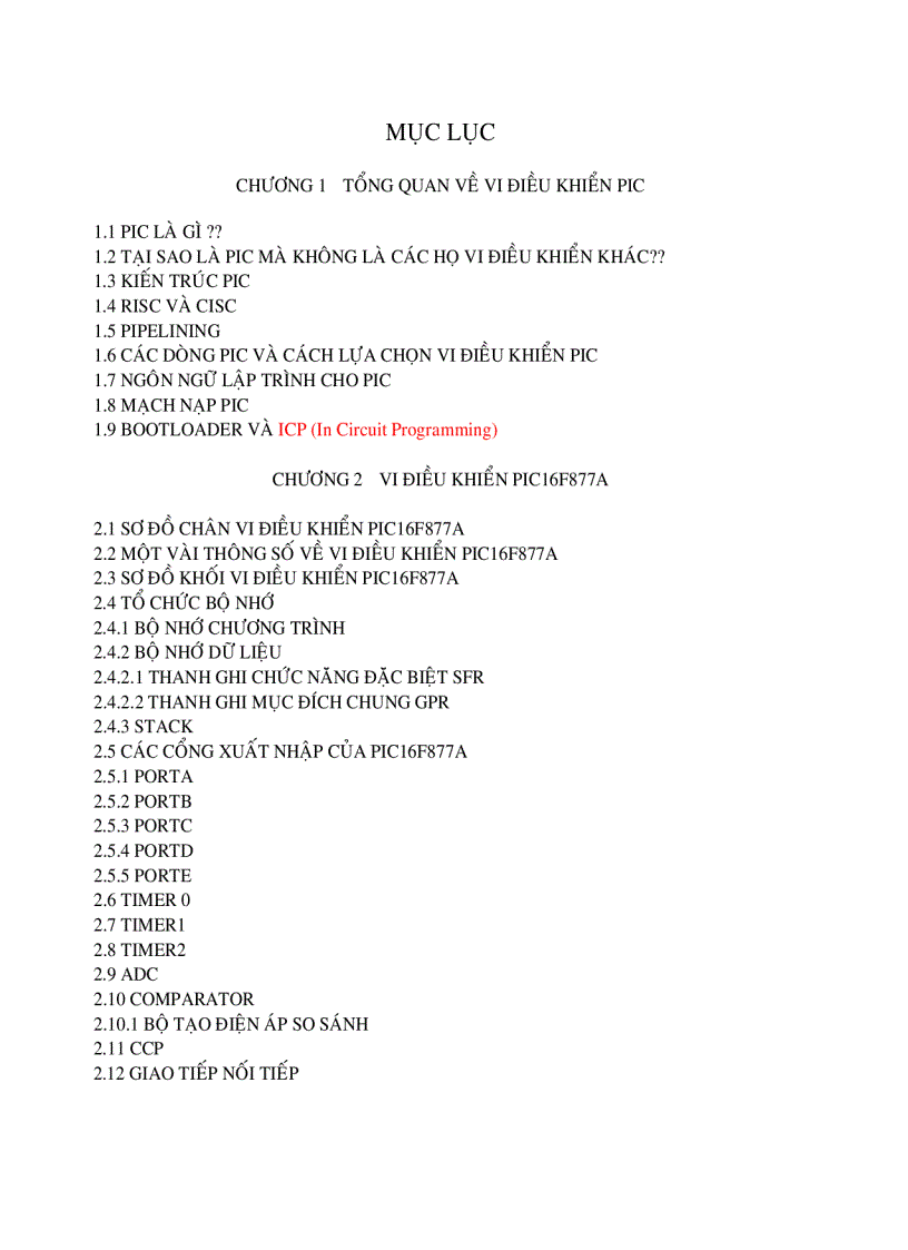 Giáo trình hoàn chỉnh vi điều khiển PIC 1