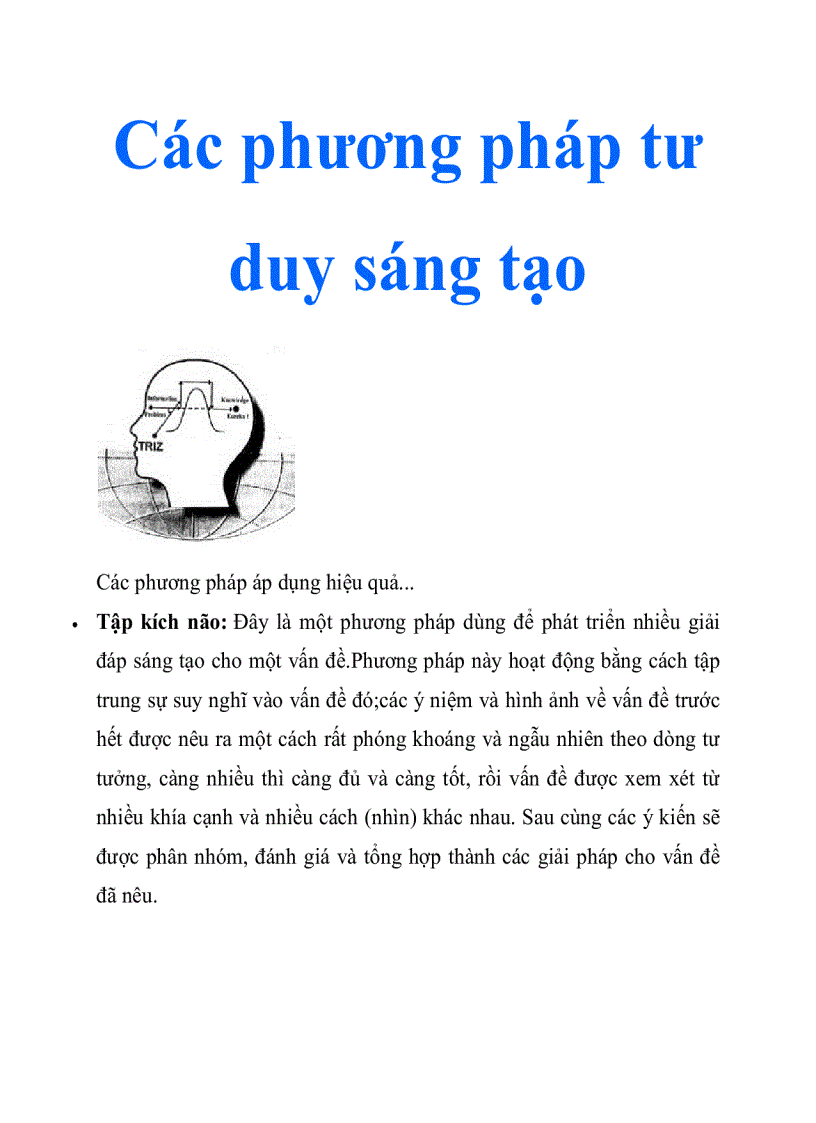 Các phương pháp tư duy sáng tạo