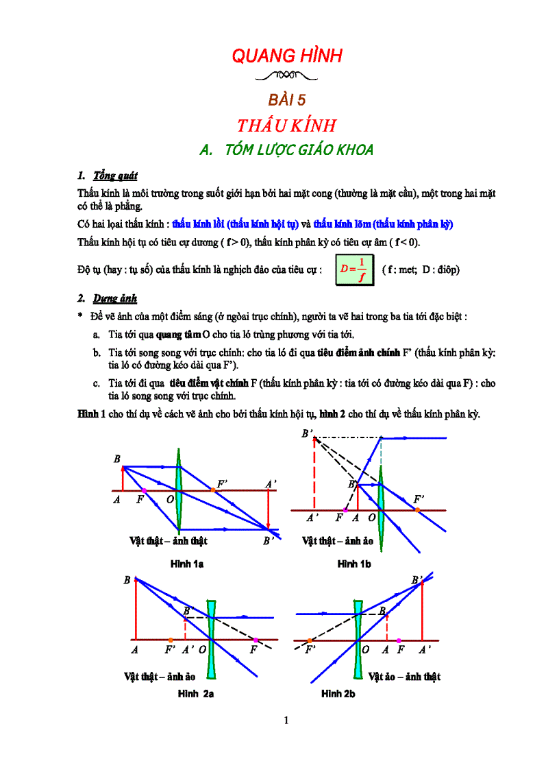 Bài toán Thấu Kính