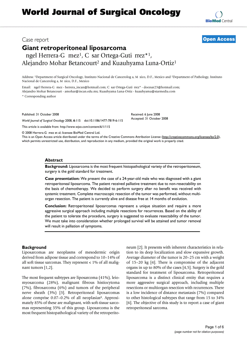 Báo cáo khoa học Giant retroperitoneal liposarcoma