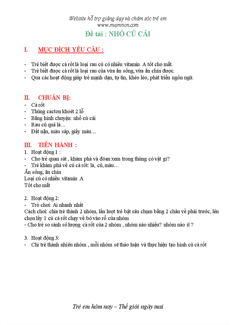 Đề tài Nhổ củ cải