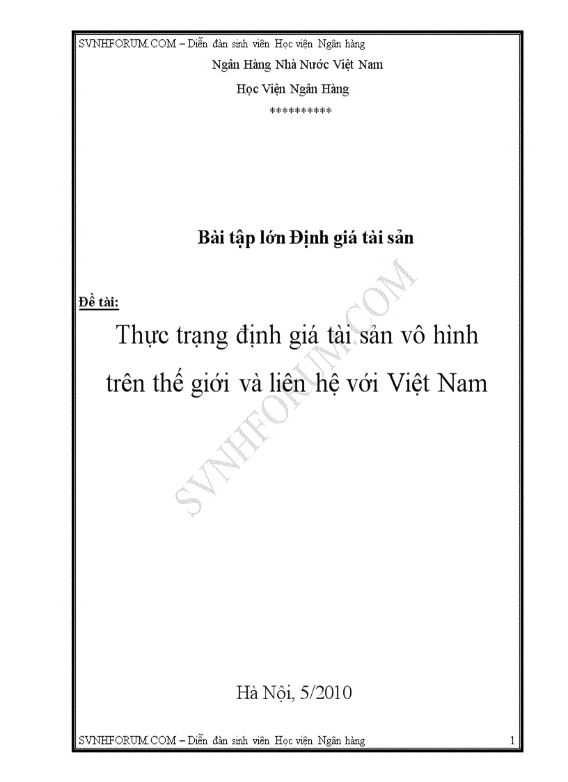 Thực trạng ĐGTS vô hình thế giới và liên hệ Việt Nam