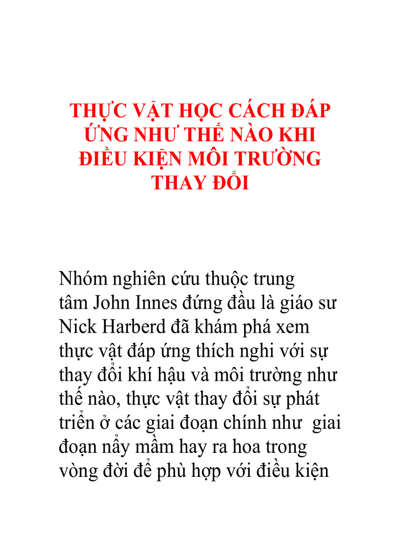 Thực vật học cách đáp ứng