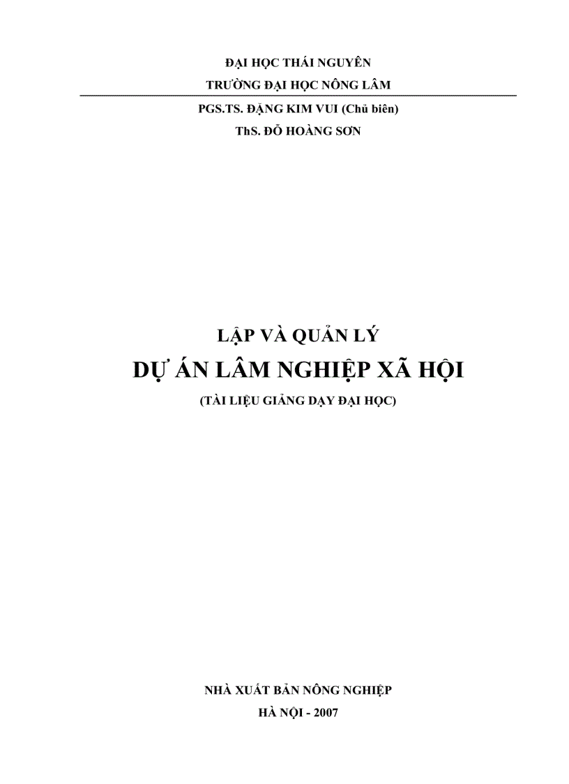 Giáo trình Lập và quản lý dự án lâm nghiệp xã hội