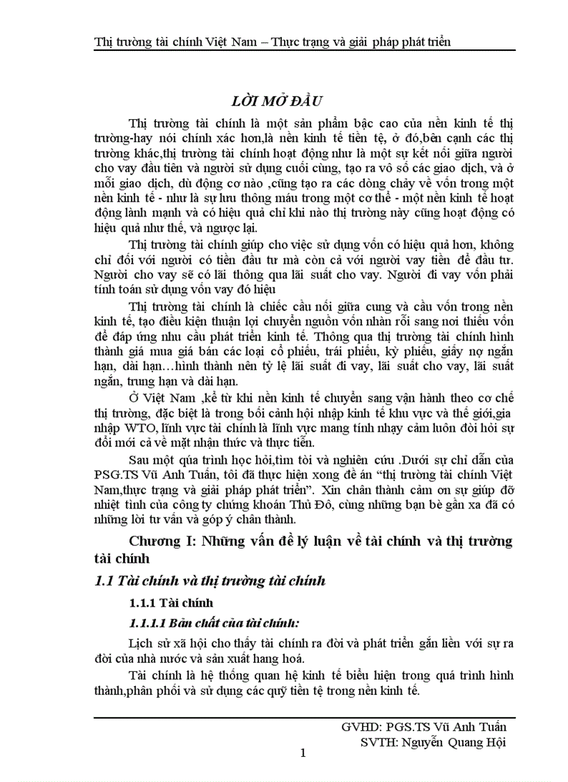 Đề án kinh tế chính trị thị trường tài chính Việt Nam thực trạng và giải pháp phát triển