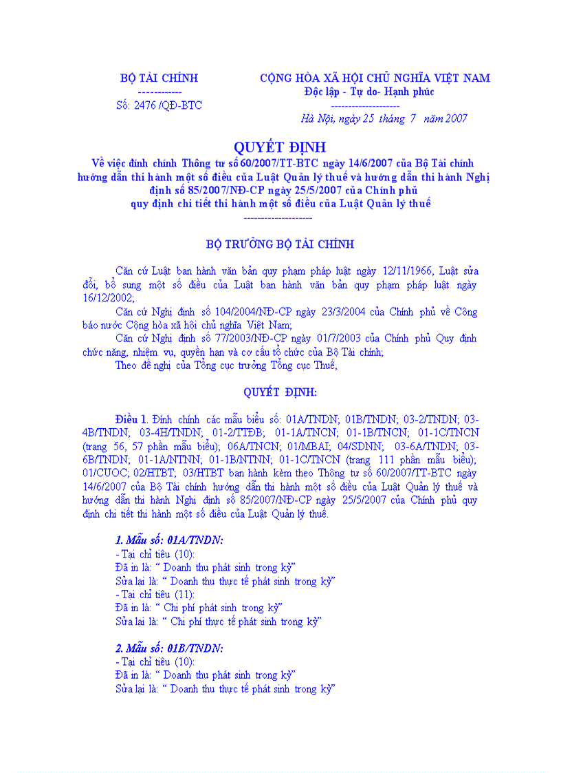 QĐ2476 Đính chính TT60