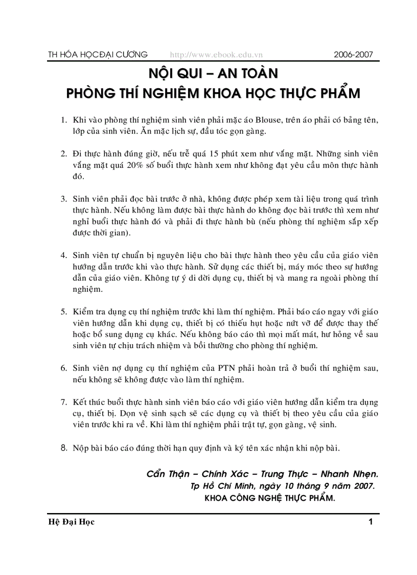 Thực hành hóa học đại cương