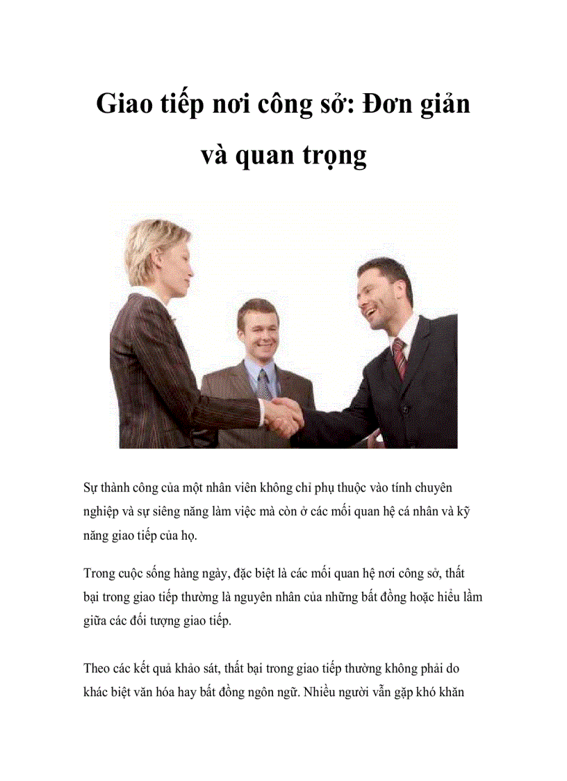 Giao tiếp nơi công sở Đơn giản và quan trọng