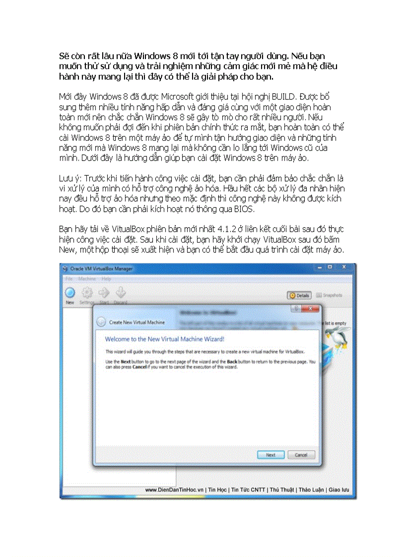 Hướng dẫn chi tiết cài đặt Windows 8 trên máy ảo