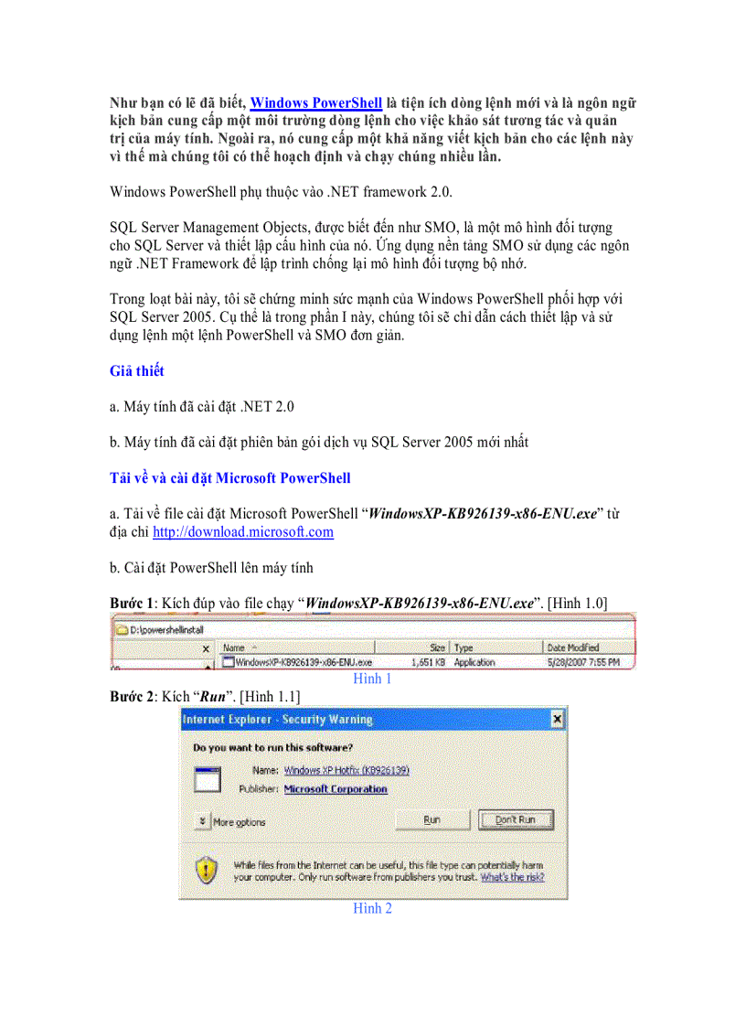 Microsoft Windows PowerShell và SQL Server 2005 SMO