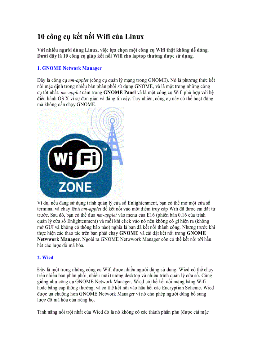 10 công cụ kết nối Wifi của Linux