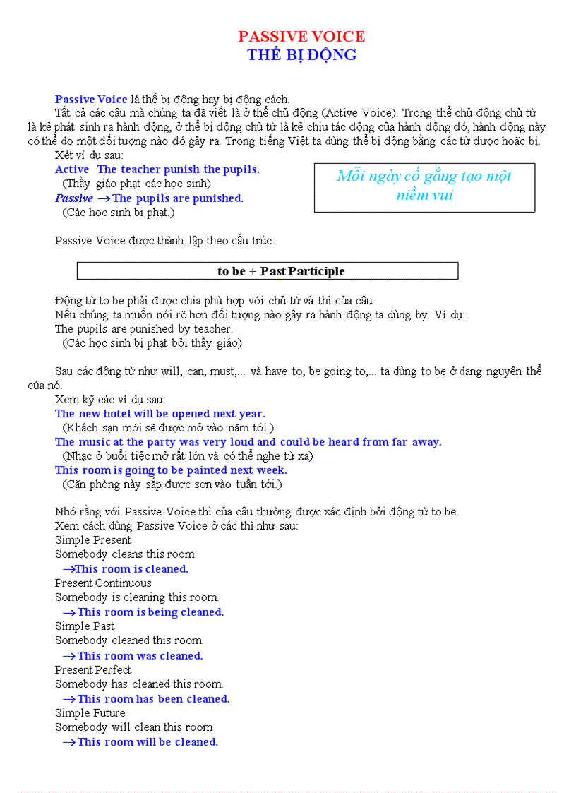 Passive voice thể bị động