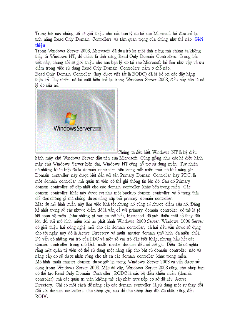 Làm việc với Read Only Domain Controller Phần 1