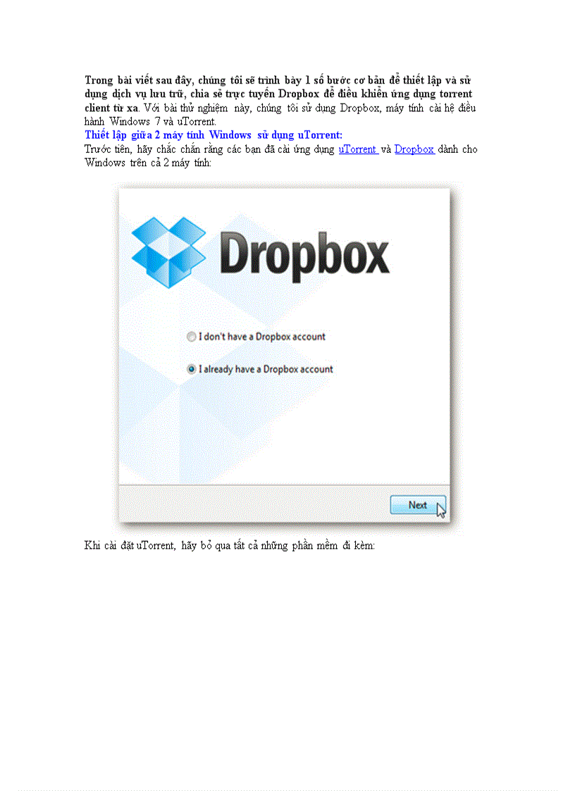 Sử dụng Dropbox để điều khiển torrent từ xa