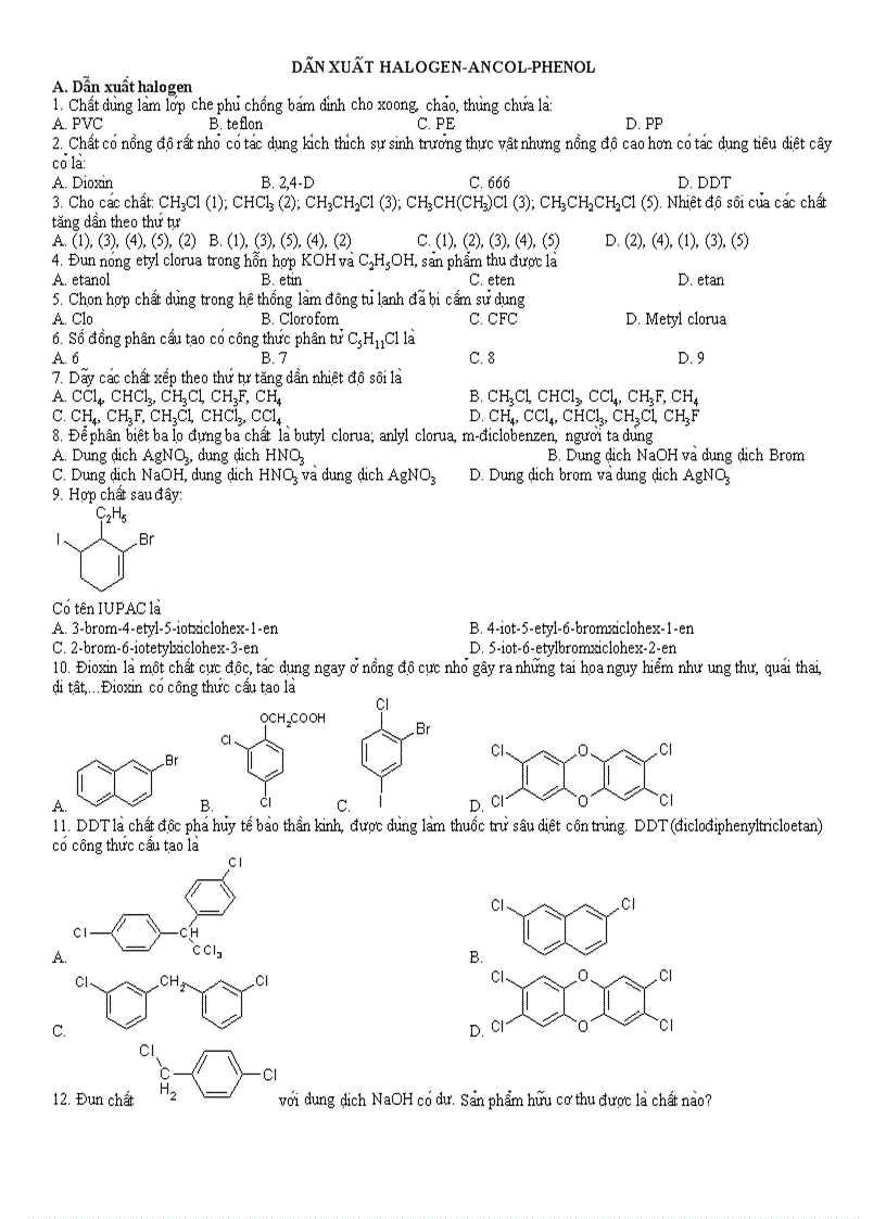 Dẫn xuất halogen ancol phenol