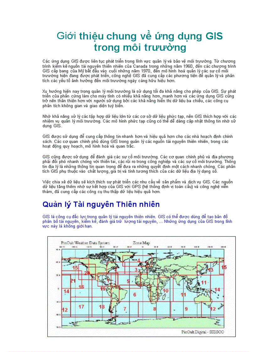 Giới thiệu chung về ứng dụng GIS trong môi trường