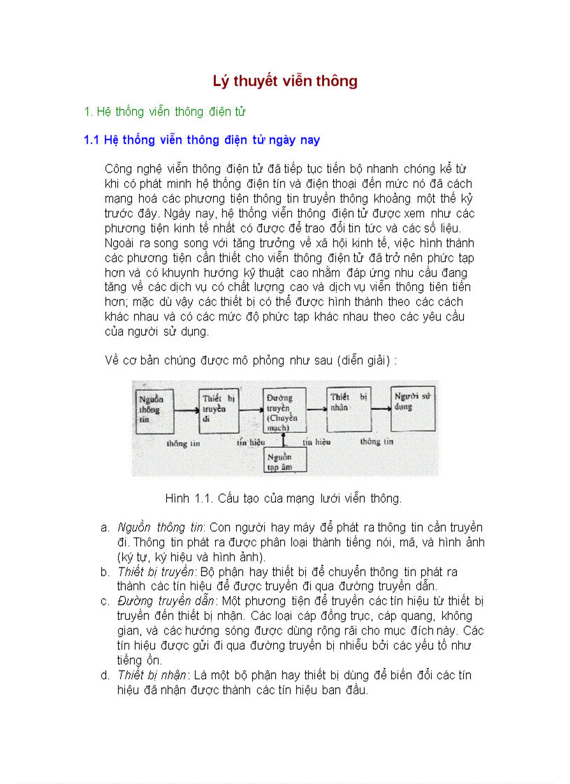 Lý thuyết hệ thống viễn thông điện tử
