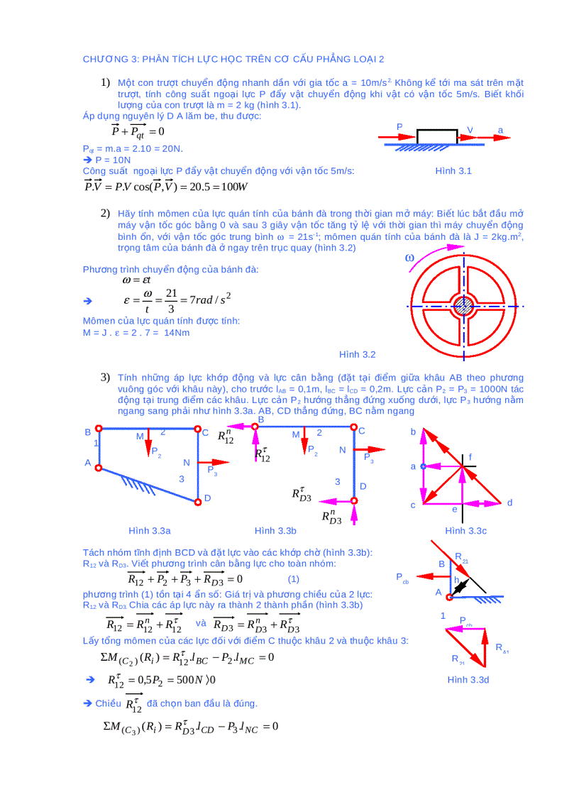 Bài tập phân tích lực học trên cơ cấu phẳng loai 2