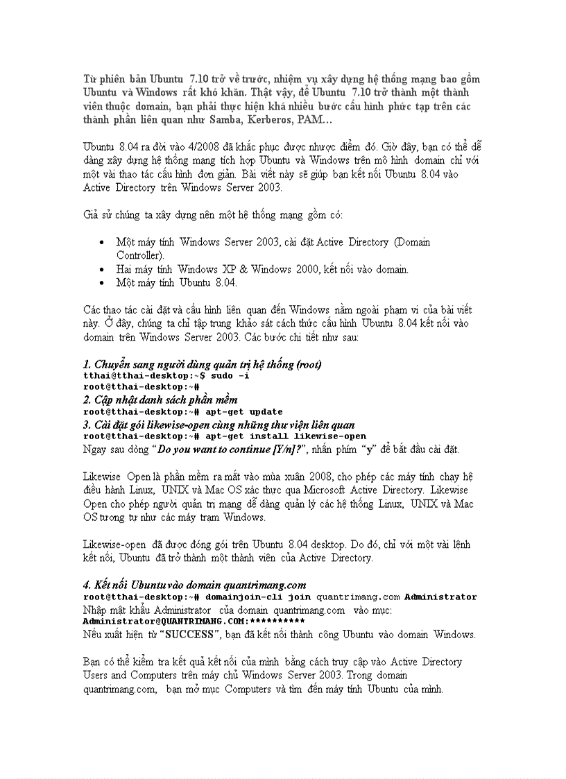 Xây dựng hệ thống mạng tích hợp Ubuntu và Windows