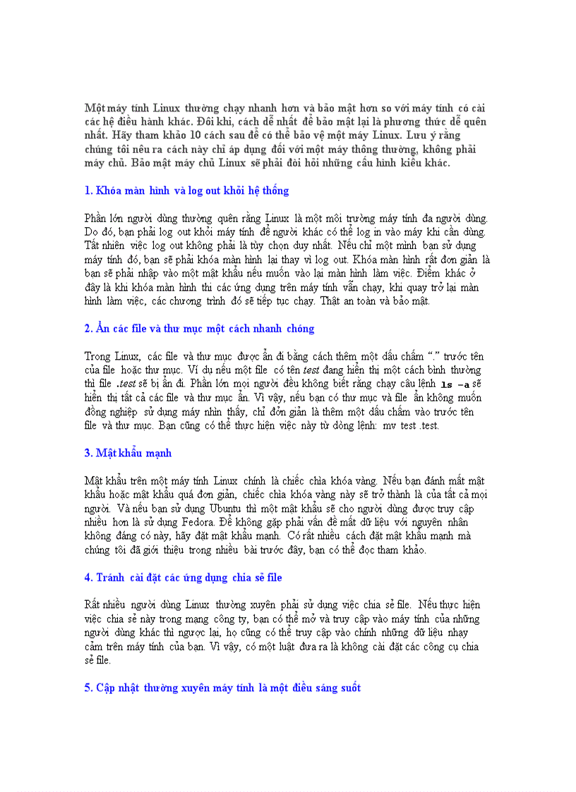 10 cách bảo mật máy tính Linux