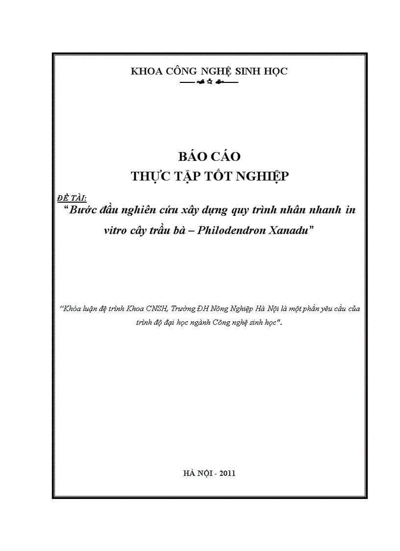Bước đầu nghiên cứu xây dựng quy trình nhân nhanh in vitro cây trầu bà Philodendron Xanadu