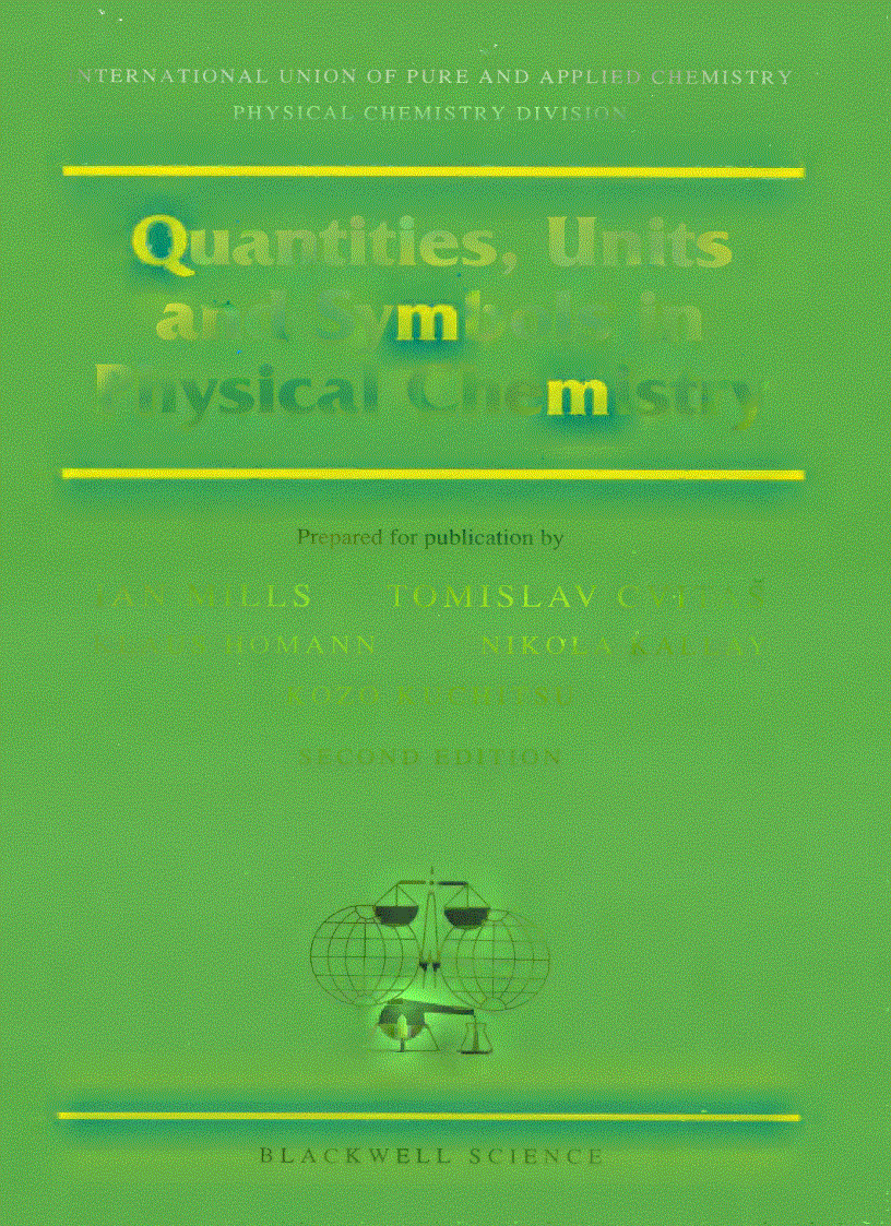 Quantities Units and Symbols in Physical Chemistry