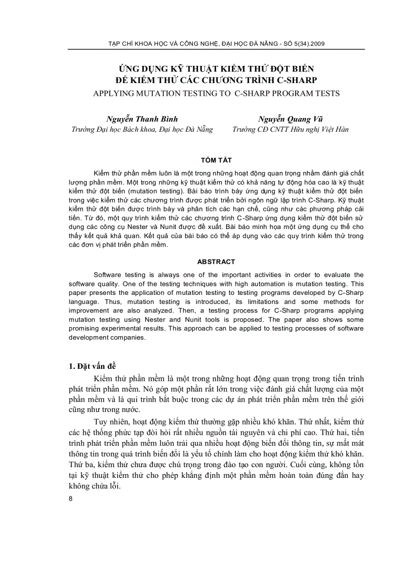 Báo cáo khoa học ỨNG DỤNG KỸ THUẬT KIỂM THỬ ĐỘT BIẾN ĐỂ KIỂM THỬ CÁC CHƯƠNG TRÌNH C SHARP