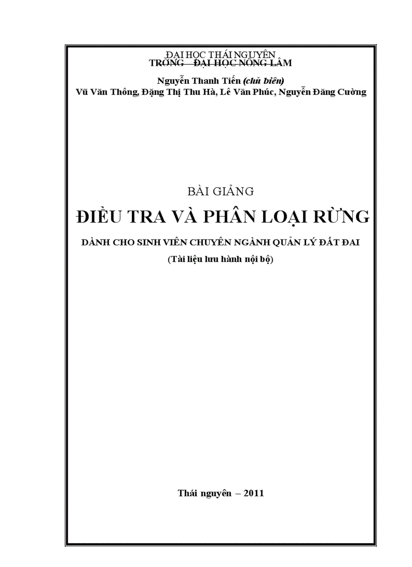 Bài giảng Điều tra và phân loại rừng