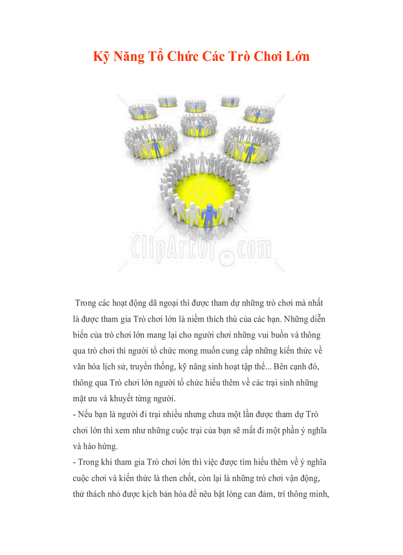 Kỹ Năng Tổ Chức Các Trò Chơi Lớn