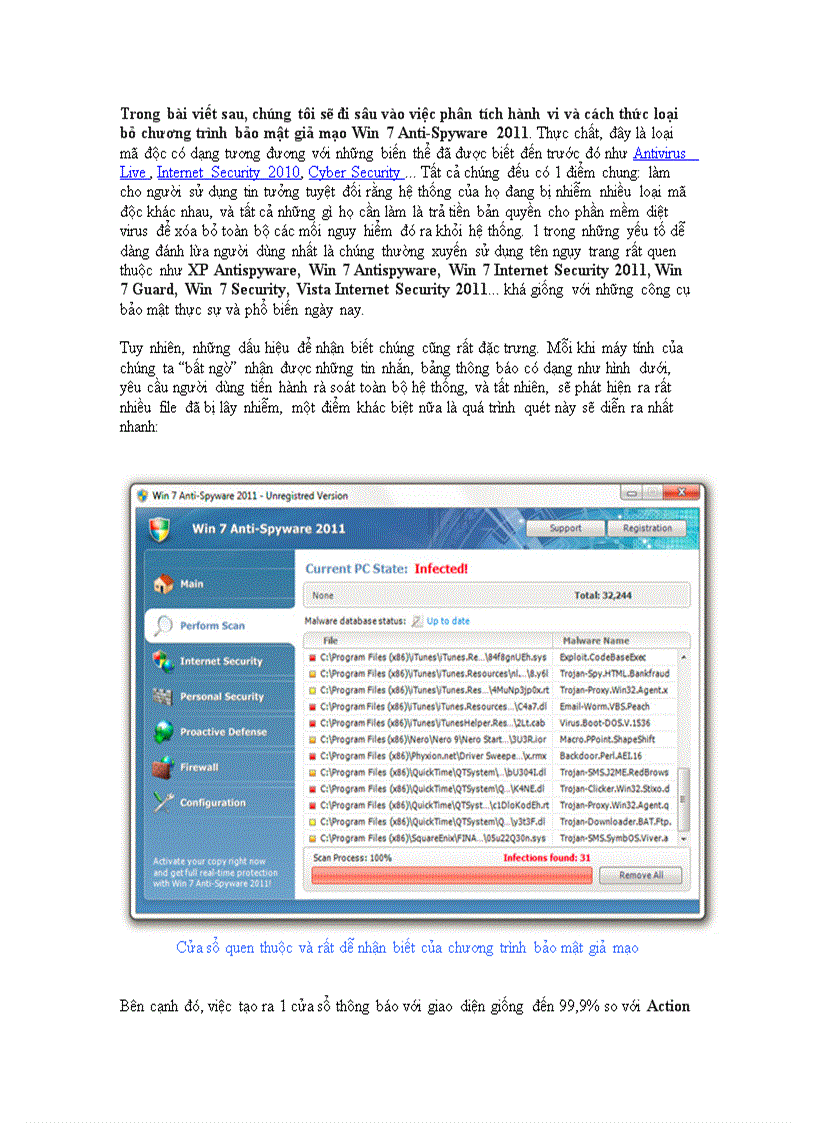 Hướng dẫn xóa bỏ phần mềm giả mạo Win 7 Anti Spyware 2011