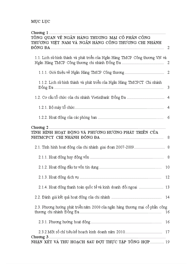 Tổng quan về ngân hàng thuơng mại cổ phần công thương việt nam và ngân hàng công thương chi nhánh đống đa