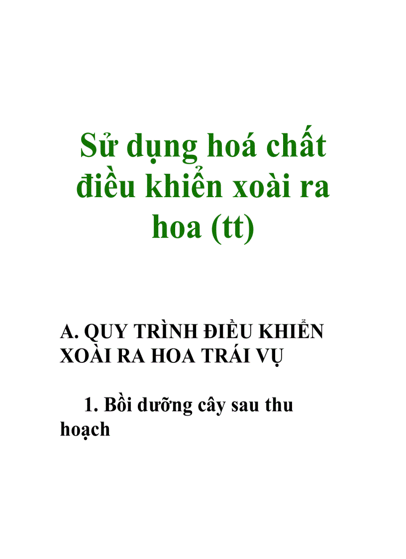 Sử dụng hoá chất điều khiển xoài ra hoa tt