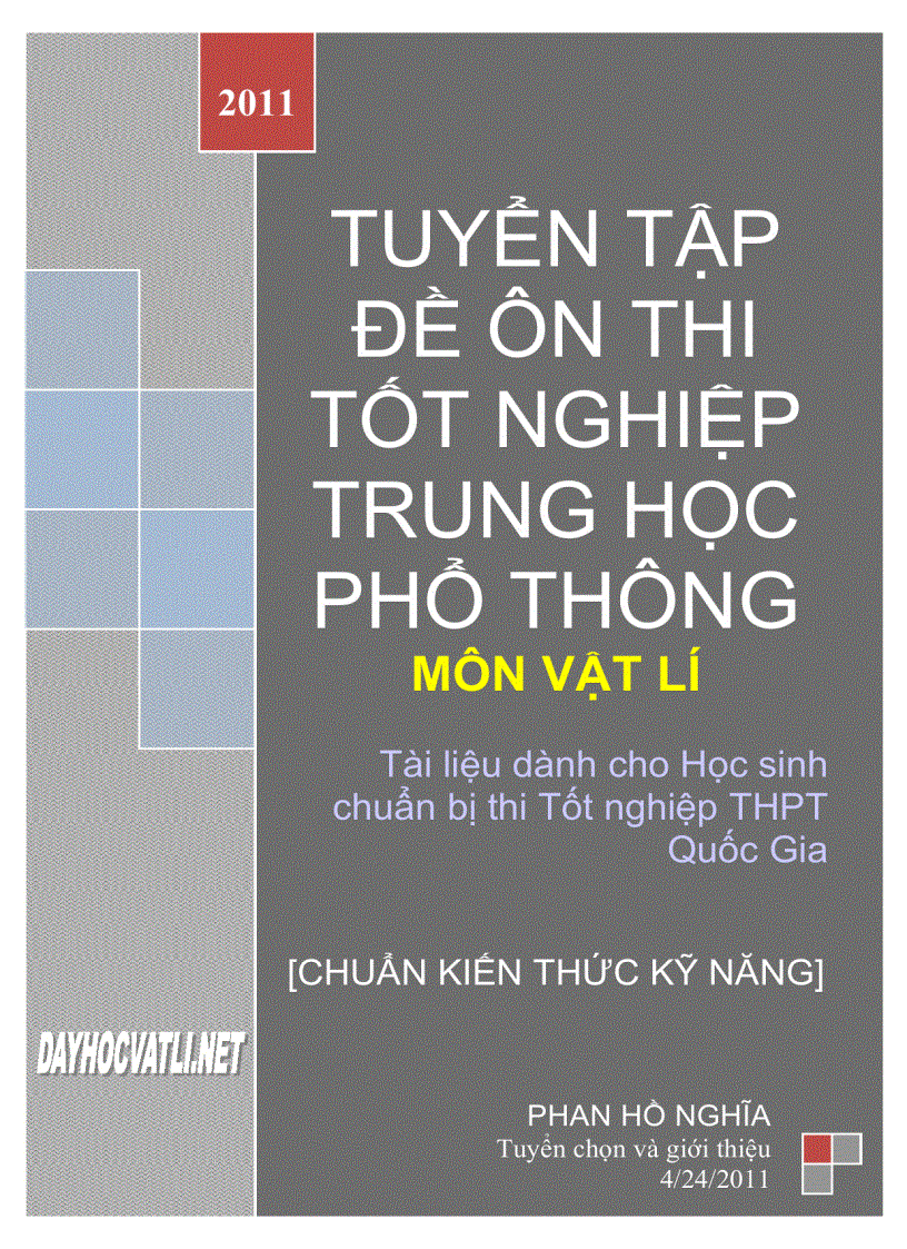 Tuyển tập ôn thí tốt nghiệp quốc gia 2011 phan hồ nghĩa