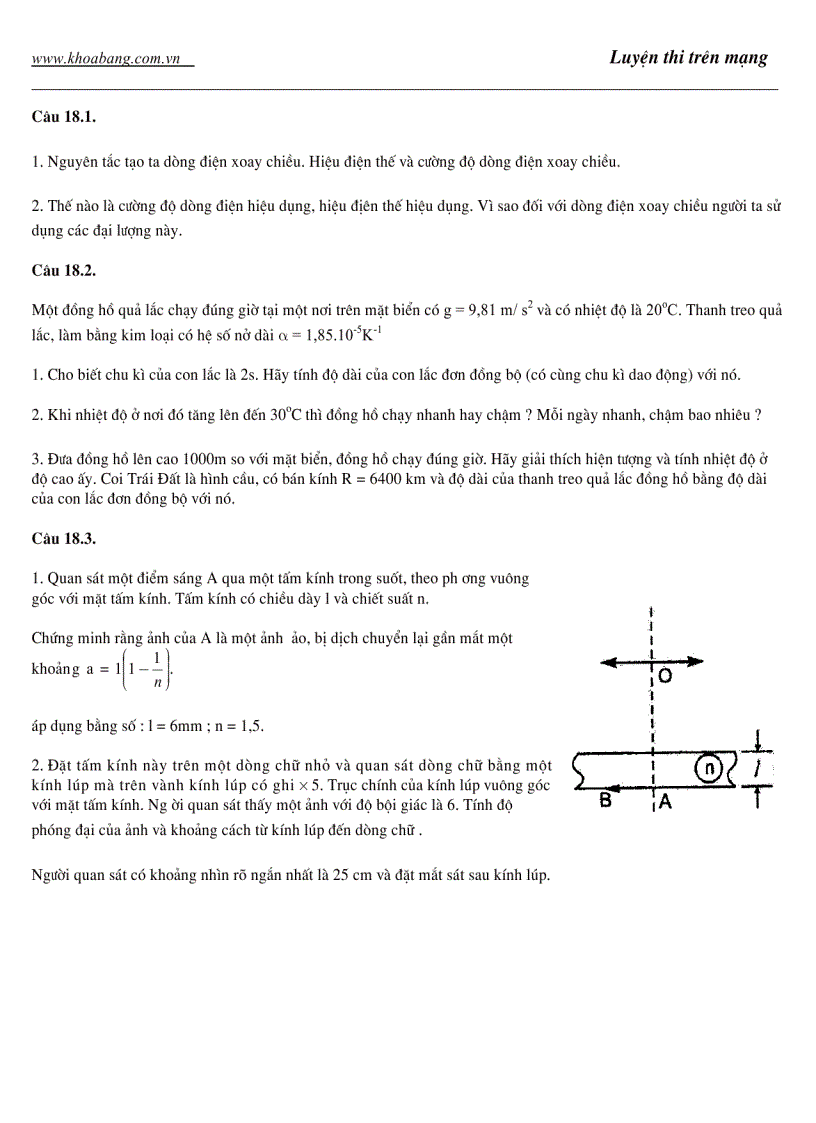 OTDH Luyện kỹ năng với Lý tự luận Đề số 18
