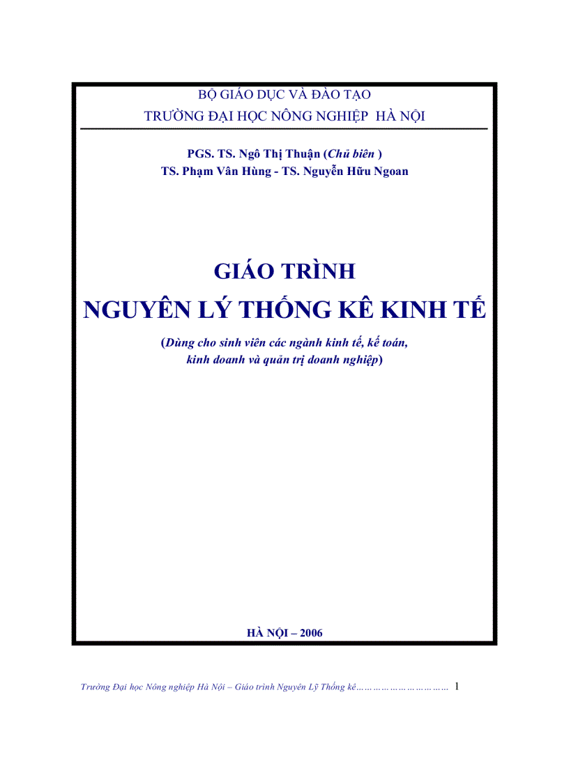 Giáo trình nguyên lí thống kê I